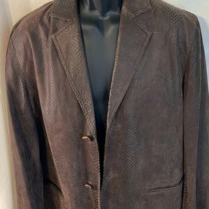 Men’s leather sport coat. Brown. Bachrach Sz medium animal/snake print